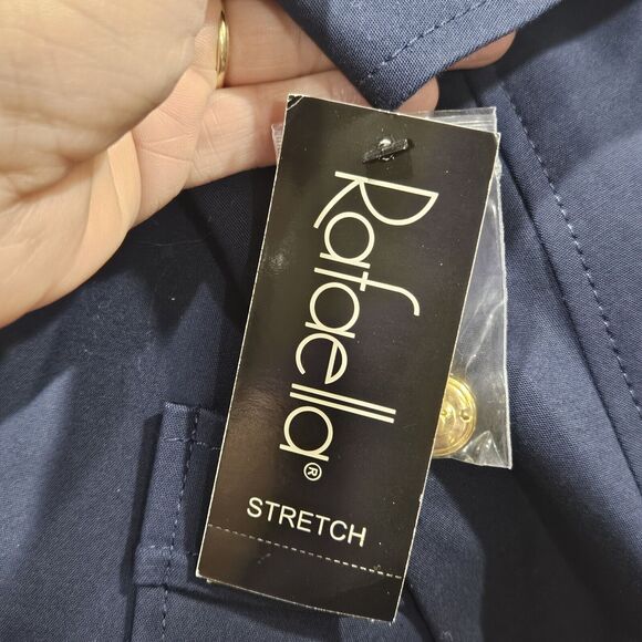 Rafaella Vintage Nautical Blue Stretch Cropped Jacket Shoulder Pads Size 10 - Picture 4 of 12